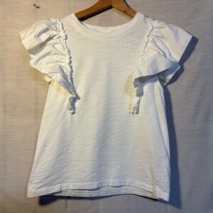 Nation LTD White Ruffle Sleeve Cotton Tee XS